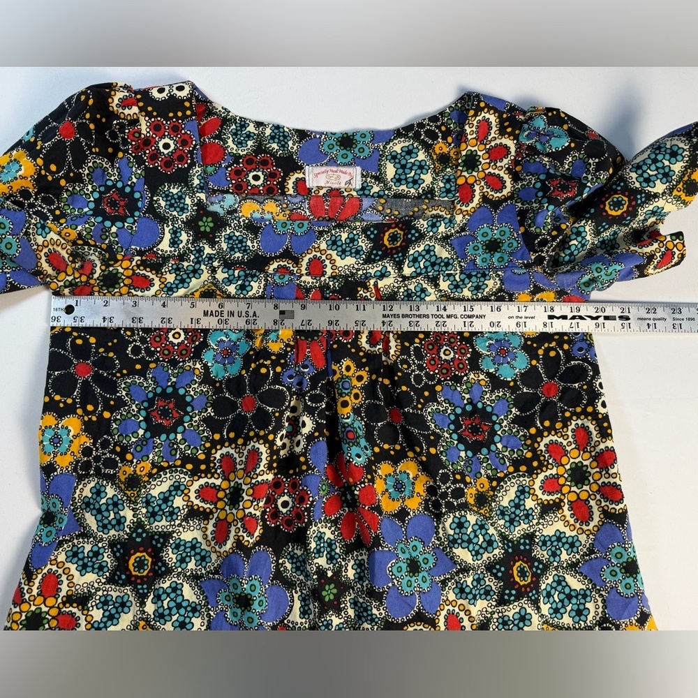 Handmade Floral Peasant Top with Puff Sleeves Size Medium EUC - Picture 4 of 6